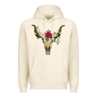 Tofu bull skull with rose and flowers Premium Hoodie - Artiststas
