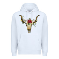 White bull skull with rose and flowers Premium Hoodie - Artiststas