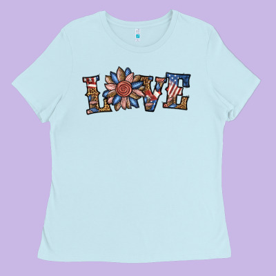 Love American Sunflower Ladies Tee Designed By Bundleandbundleshop