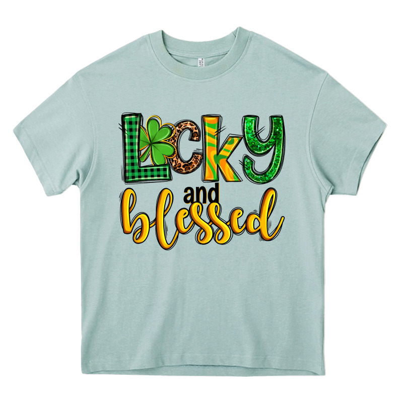 St. Patrick's Lucky And Blessed Heavy Core Tee by OliviaCreatesArt | Teevron