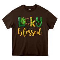 Chocolate Brown St. Patrick's Lucky and blessed Heavy Core Tee - OliviaCreatesArt