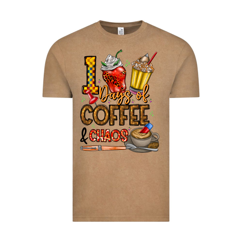 100. Days Of Coffee  Chaos Vintage Tee by CowhideDigitalArt | Teevron