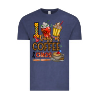 Vintage Denim 100. Days Of Coffee  Chaos Vintage Tee - CowhideDigitalArt