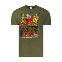 Vintage Olive 100. Days Of Coffee  Chaos Vintage Tee - CowhideDigitalArt