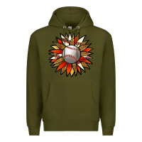 Army Green Baseball Sunflower Premium Hoodie - Jasminsmagicworld