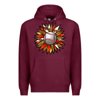 Burgundy Baseball Sunflower Premium Hoodie - Jasminsmagicworld