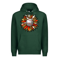 Sports Green Baseball Sunflower Premium Hoodie - Jasminsmagicworld