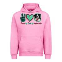 Fuchsia Pink Peace Love Border Collie Urban Hoodie - Jasminsmagicworld