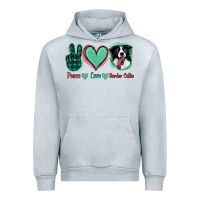 Heather Grey Peace Love Border Collie Urban Hoodie - Jasminsmagicworld