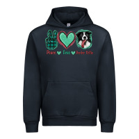Navy Peace Love Border Collie Urban Hoodie - Jasminsmagicworld