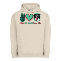 Pigment French Oak Peace Love Border Collie Urban Hoodie - Jasminsmagicworld