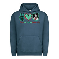 Pigment Midnight Navy Peace Love Border Collie Urban Hoodie - Jasminsmagicworld