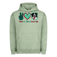 Pigment Oil Green Peace Love Border Collie Urban Hoodie - Jasminsmagicworld