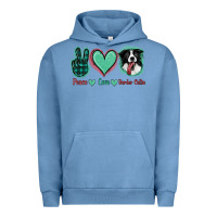 Pigment Pebble Blue Peace Love Border Collie Urban Hoodie - Jasminsmagicworld