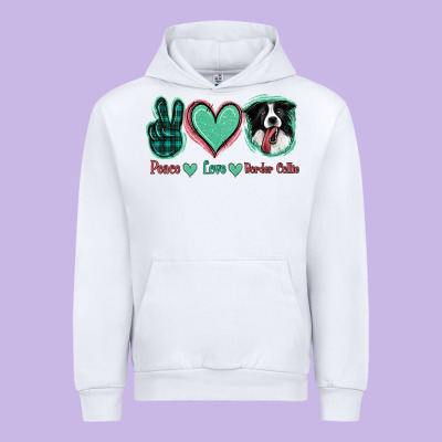 Peace Love Border Collie Urban Hoodie Designed By Jasminsmagicworld