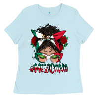 Baby Blue mexicana messy bun mama Ladies Tee - BundleAndBundleShop