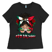 Black mexicana messy bun mama Ladies Tee - BundleAndBundleShop