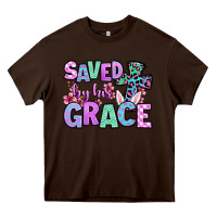 Chocolate Brown Easter Day Saved by his grace Heavy Core Tee - OliviaCreatesArt