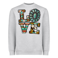 Heather Grey turquoise serape love Heavyweight Sweatshirt - Jasminsmagicworld