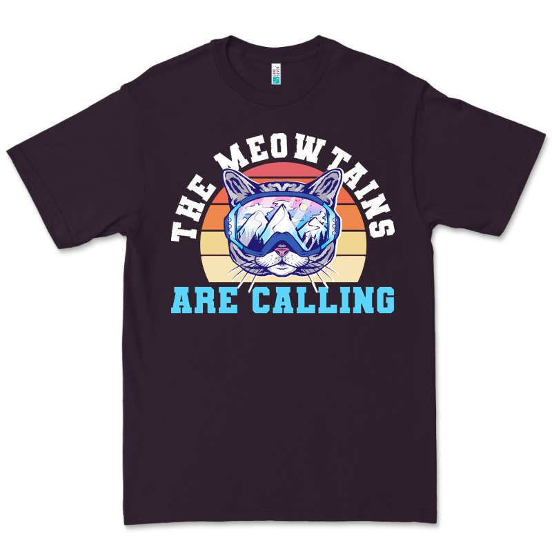 Skiing T  Shirt Ski Goggles Cat The Meowtains Are Calling Skier Winter Premium Tee by linhVisuals | Teevron