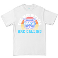 White skiing t  shirt ski goggles cat the meowtains are calling skier winter Premium Tee - linhVisuals