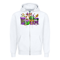 White mardi gras crawfish coffee Zipper Hoodie - Jasminsmagicworld