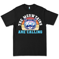 Black skiing t  shirt ski goggles cat the meowtains are calling skier winter Premium Tee - linhVisuals