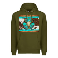 Army Green bull skull and turquoise cowhide tumbler Premium Hoodie - Artiststas