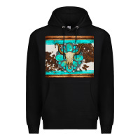 Black bull skull and turquoise cowhide tumbler Premium Hoodie - Artiststas