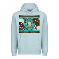 Blue Mist bull skull and turquoise cowhide tumbler Premium Hoodie - Artiststas