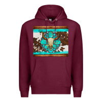 Burgundy bull skull and turquoise cowhide tumbler Premium Hoodie - Artiststas