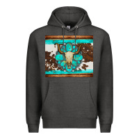 Charcoal Heather bull skull and turquoise cowhide tumbler Premium Hoodie - Artiststas