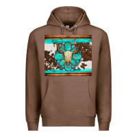 Chestnut bull skull and turquoise cowhide tumbler Premium Hoodie - Artiststas