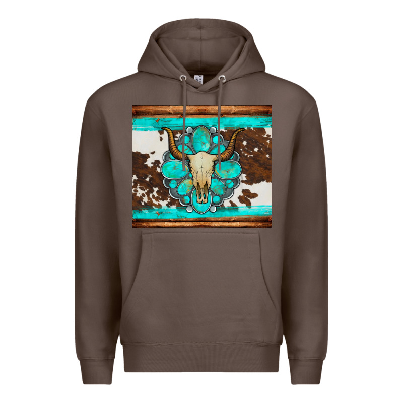 Bull Skull And Turquoise Cowhide Tumbler Premium Hoodie by Artiststas | Teevron