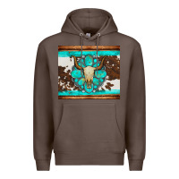Coffee bull skull and turquoise cowhide tumbler Premium Hoodie - Artiststas