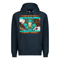 Navy bull skull and turquoise cowhide tumbler Premium Hoodie - Artiststas