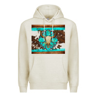 Oatmeal Heather bull skull and turquoise cowhide tumbler Premium Hoodie - Artiststas