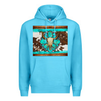 Ocean Blue bull skull and turquoise cowhide tumbler Premium Hoodie - Artiststas