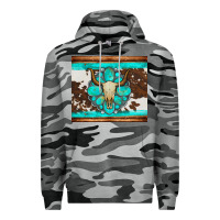 Slate Camo bull skull and turquoise cowhide tumbler Premium Hoodie - Artiststas