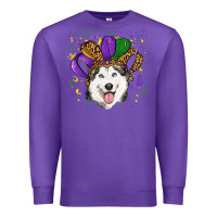 Purple mardi gras hat husky Premium Sweatshirt - RanaPortraitStore