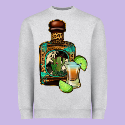 Tequila Bottle Heavyweight Sweatshirt Designed By Jasminsmagicworld
