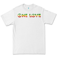 White one love rasta reggae music rastafarian lover jamaica peace t shirt Premium Tee - linhVisuals