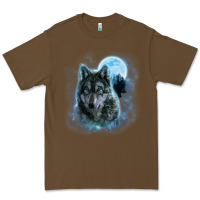 Cacao t shirt, grey wolf hunting ground, icy moon, forest, galaxy Premium Tee - linhVisuals