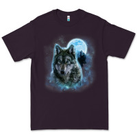 Plum t shirt, grey wolf hunting ground, icy moon, forest, galaxy Premium Tee - linhVisuals