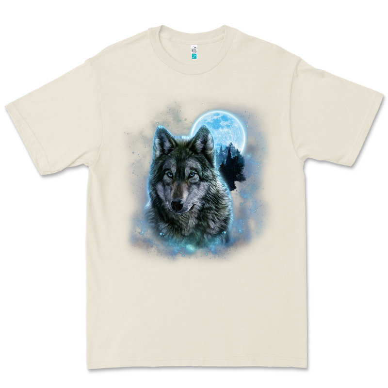 T Shirt, Grey Wolf Hunting Ground, Icy Moon, Forest, Galaxy Premium Tee by linhVisuals | Teevron