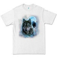 White t shirt, grey wolf hunting ground, icy moon, forest, galaxy Premium Tee - linhVisuals