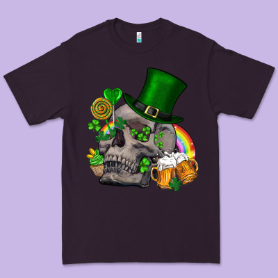 St Patrick's Day Boho Skull Premium Tee Designed By Fadigitalartstudio