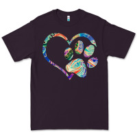 Plum dog paw print tie dye rainbow dog lover rescue retro 70s t shirt Premium Tee - linhVisuals