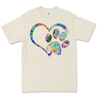 Dog Paw Print Tie Dye Rainbow Dog Lover Rescue Retro 70s T Shirt Premium Tee | Teevron