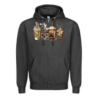 Charcoal Heather skeleton coffee Zipper Hoodie - Jasminsmagicworld